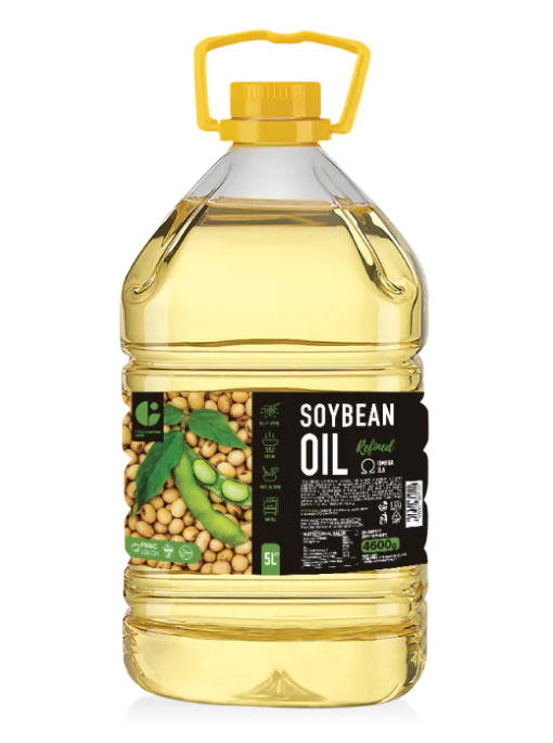 Refined soybean oil in a PET bottle with handle